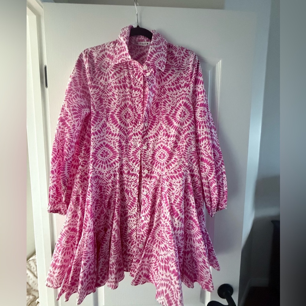 Zara Pink and White Floral Dress